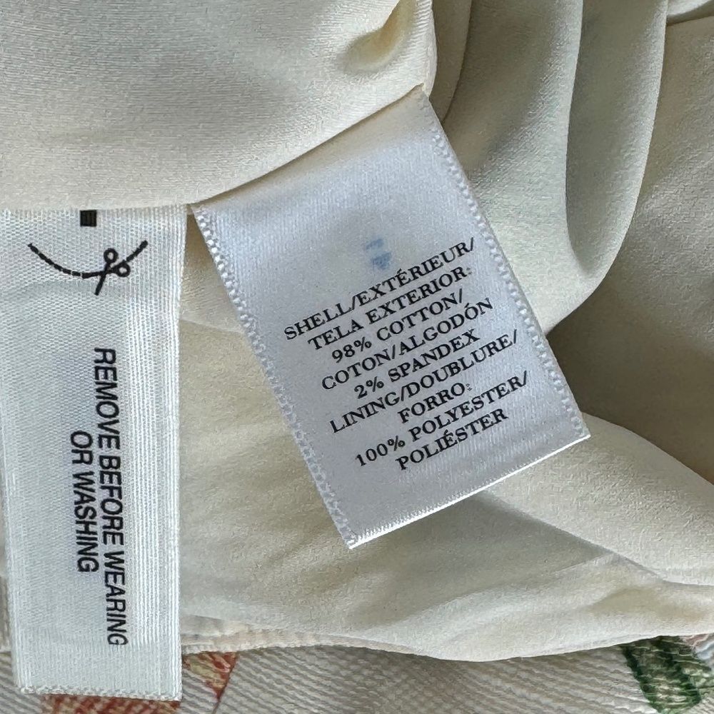 Ann Taylor Garden‎ Ivory Tiger Lily Pink/Green Pencil Skirt Sz 0 - Picture 5 of 6